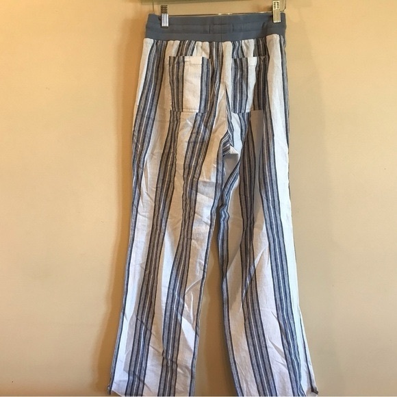 Guess Linen Size XS Blend Stripe Blue and White Elastic Waist Drawstring Pants - Picture 4 of 5